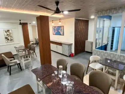 Restaurant interior at Hotel Shubham Beach
